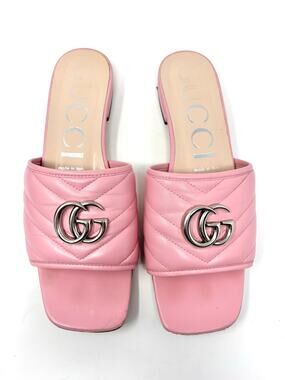 Gucci Marmont Nappa Matelasse Quilted Leather Slide Flat Sandal EU 39.5